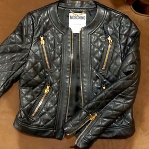 Moschino moto style leather jacket